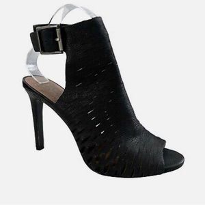 Vince Camuto Kayjay Black Caged Leather High Heel Bootie Size 6.5